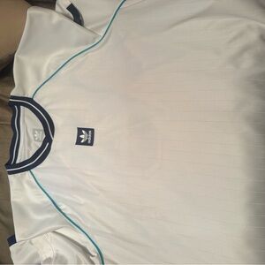 Adidas Men's White Jersey with Navy and Teal Accents